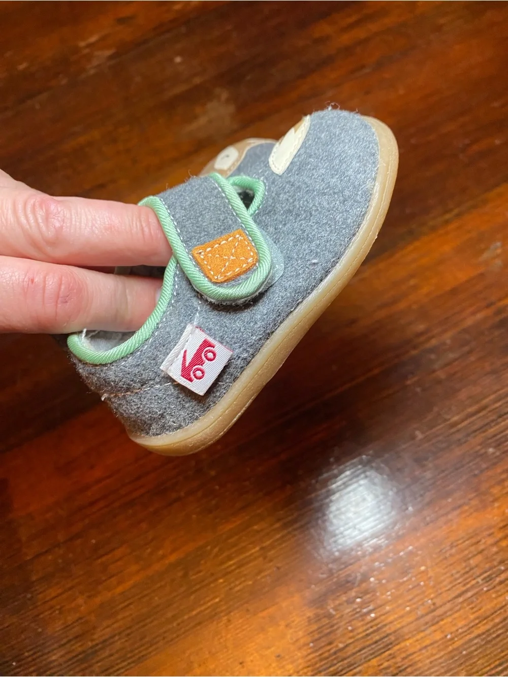 EUC See Kai Run Felted Wool Cruz II Velcro Crib Shoe Grey Fox Slippers